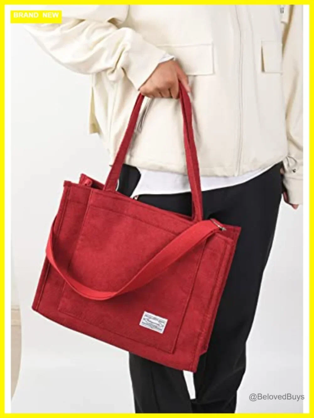 Corduroy Tote Bag Crossbody Shoulder Tote Work Travel Handbag